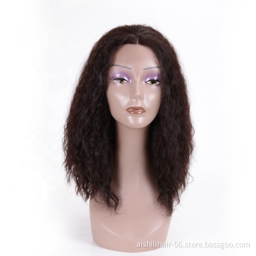 Aishili Top quality best selling lace front wigs fluffy dark brown synthetic wigs lace frontal wig deep curly and water wave